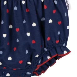 Baby Girls Red, White, & Blue Hearts Bubble Romper