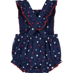 Baby Girls Red, White, & Blue Hearts Bubble Romper