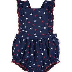 Baby Girls Red, White, & Blue Hearts Bubble Romper
