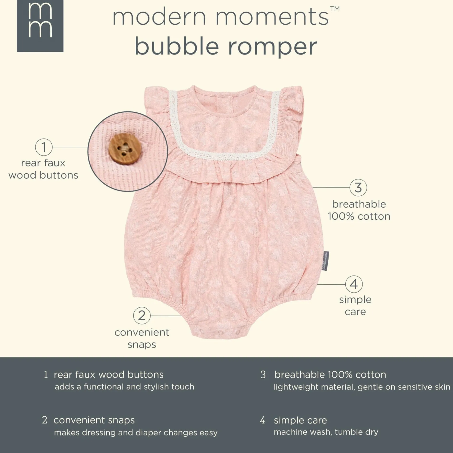 Baby Girls Rose Floral Ruffle Bubble Romper