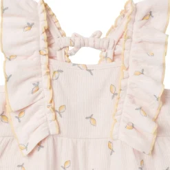 Baby Girls Rose Lemons Ruffles Long Leg Romper