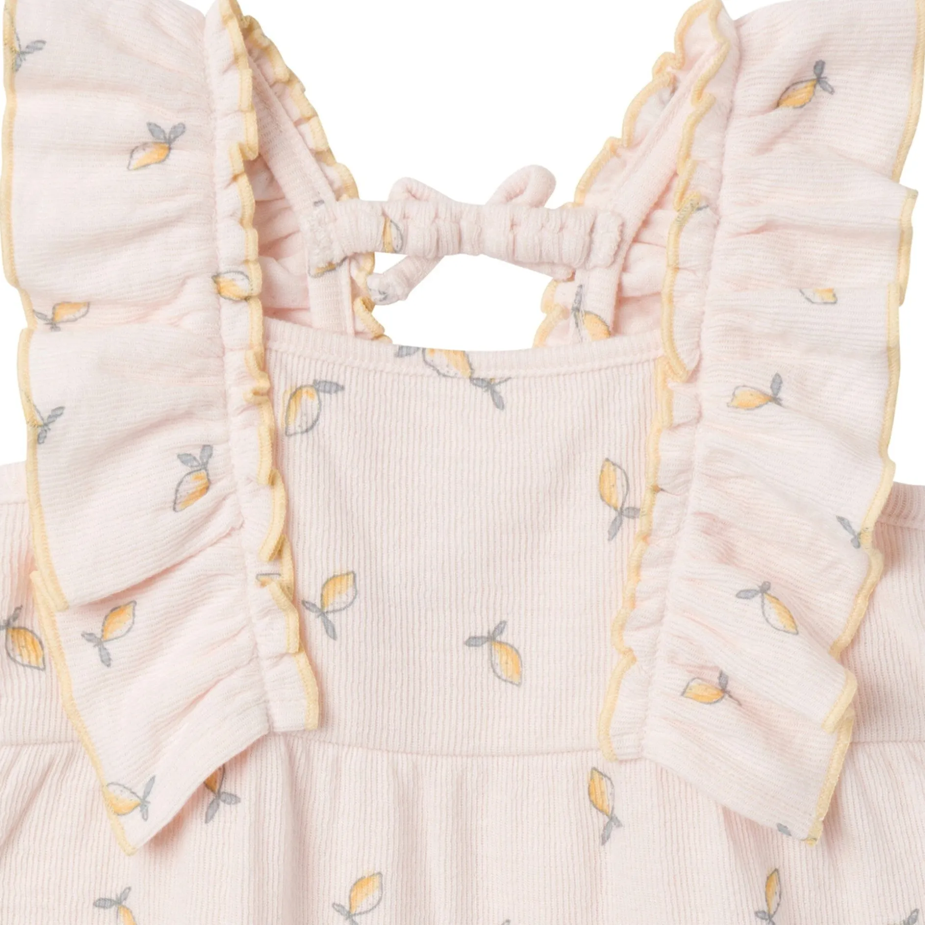Baby Girls Rose Lemons Ruffles Long Leg Romper