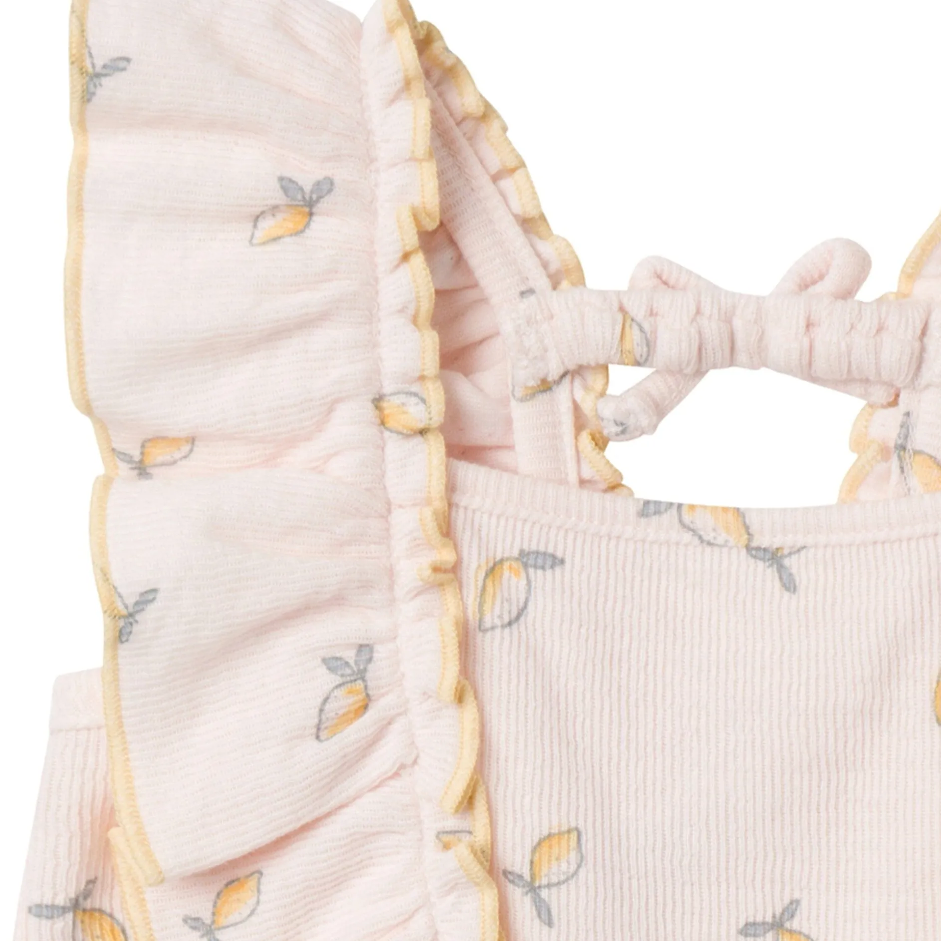 Baby Girls Rose Lemons Ruffles Long Leg Romper