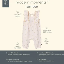 Baby Girls Rose Lemons Ruffles Long Leg Romper