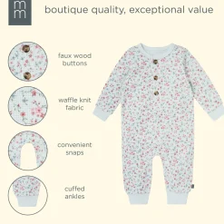 Baby Girls Sky Floral Waffle Slouch Romper