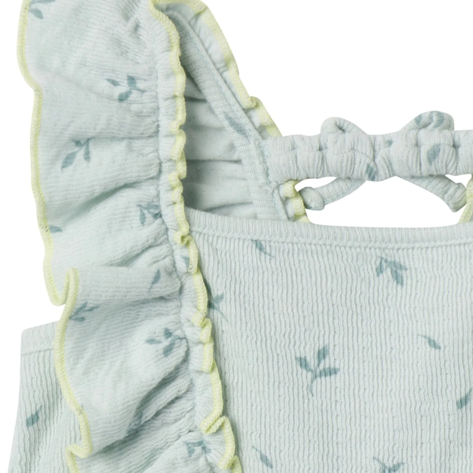 Baby Girls Sky Leaves Ruffles Long Leg Romper