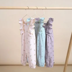 Baby Girls Sky Leaves Ruffles Long Leg Romper