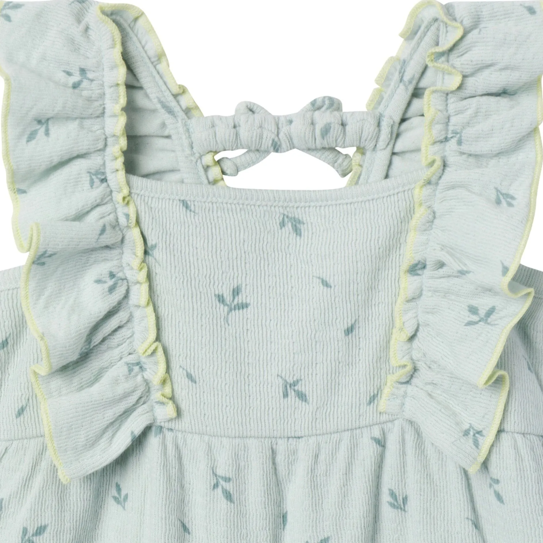 Baby Girls Sky Leaves Ruffles Long Leg Romper