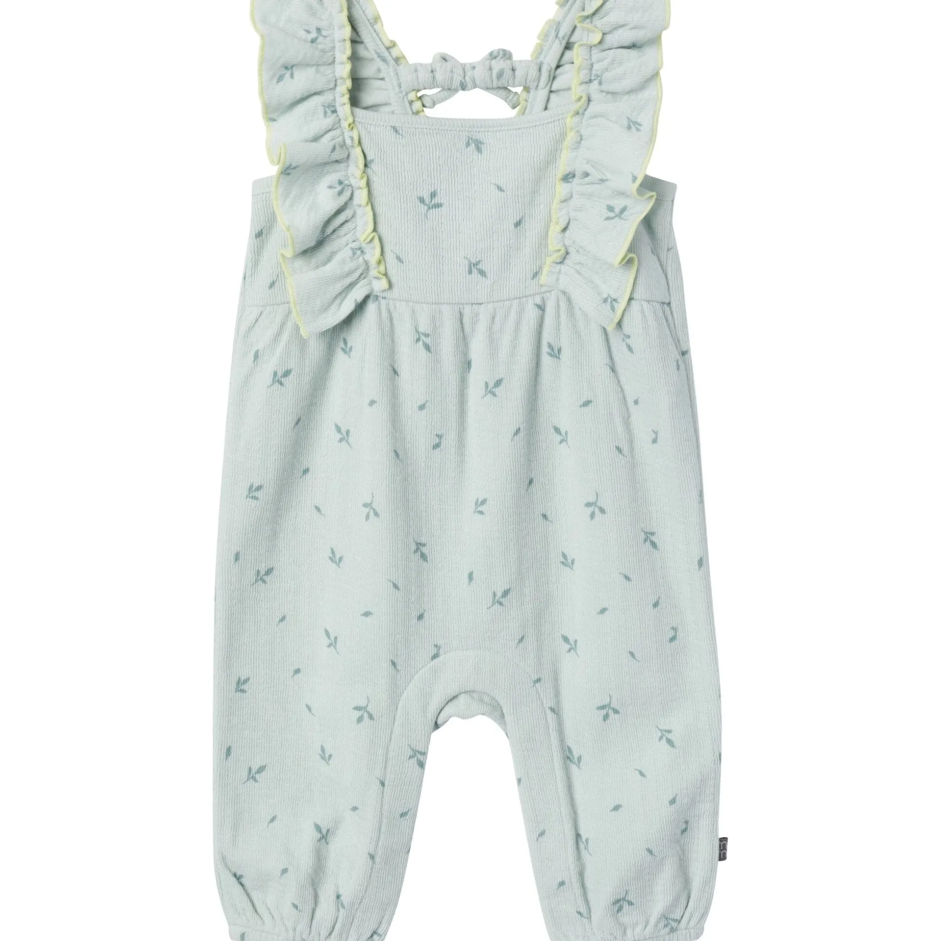 Baby Girls Sky Leaves Ruffles Long Leg Romper