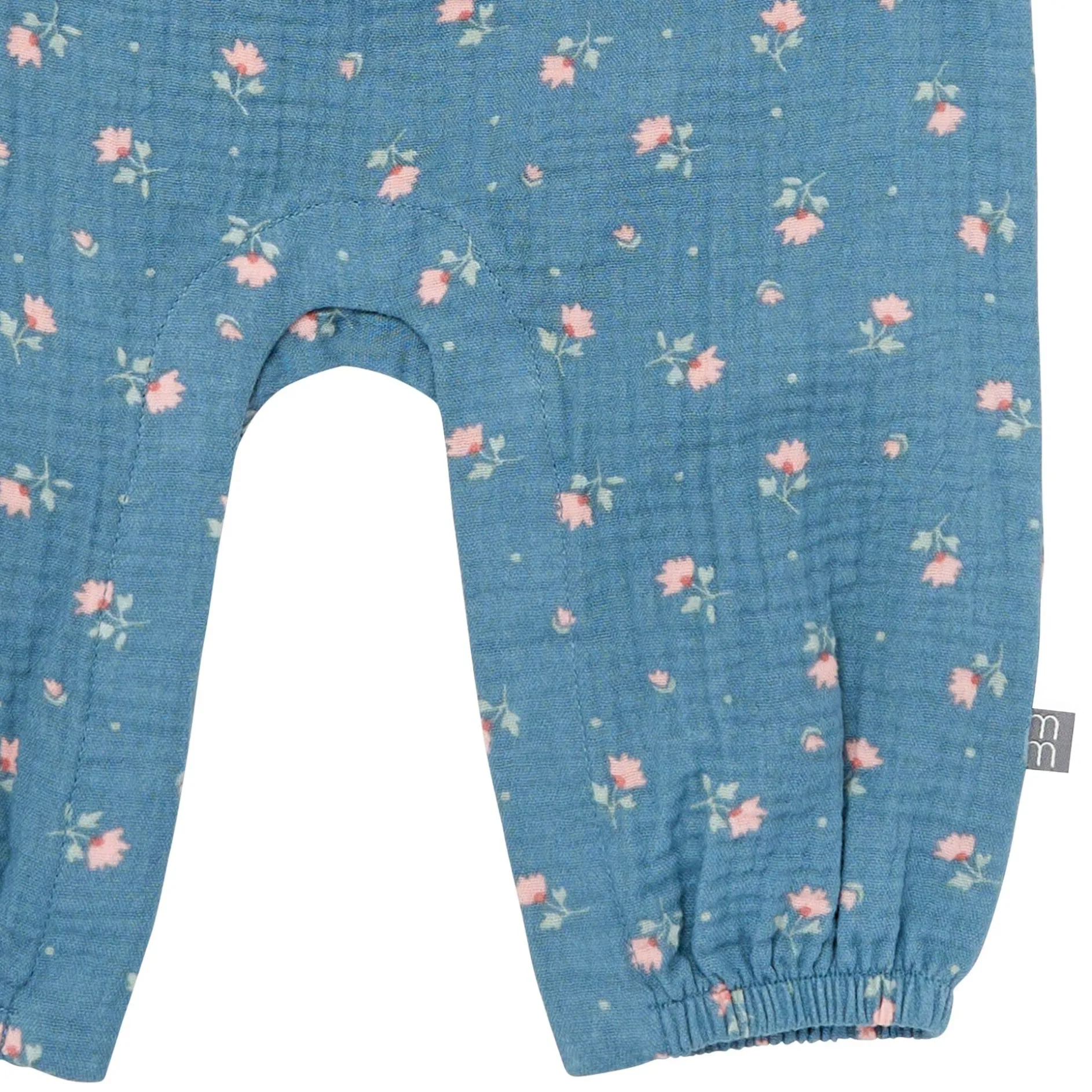 Baby Girls Teal Aster Flower Sleeveless Ruffle Romper
