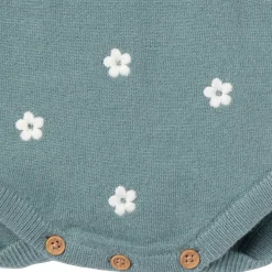 Baby Girls Teal Floral Jersey Sunsuit Viscose Romper