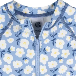 Baby Girls UPF 50+ Blue Daisies Long Sleeve Rash Guard