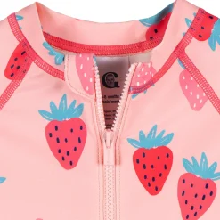 Baby Girls UPF 50+ Pink Strawberry Long Sleeve Rash Guard