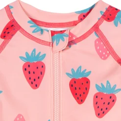 Baby Girls UPF 50+ Pink Strawberry Long Sleeve Rash Guard