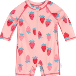Baby Girls UPF 50+ Pink Strawberry Long Sleeve Rash Guard