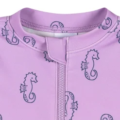 Baby Girls UPF 50+ Purple Seahorses Rash Guard