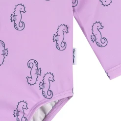Baby Girls UPF 50+ Purple Seahorses Rash Guard