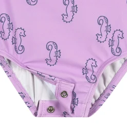 Baby Girls UPF 50+ Purple Seahorses Rash Guard
