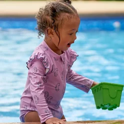 Baby Girls UPF 50+ Purple Seahorses Rash Guard