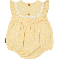 Baby Girls Yellow Vine Flower Ruffle Bubble Romper