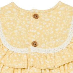 Baby Girls Yellow Vine Flower Ruffle Bubble Romper