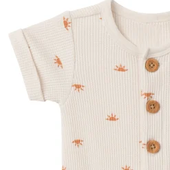Baby Neutral Beige Suns Short Sleeve Long Leg Romper