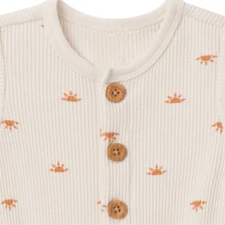 Baby Neutral Beige Suns Short Sleeve Long Leg Romper