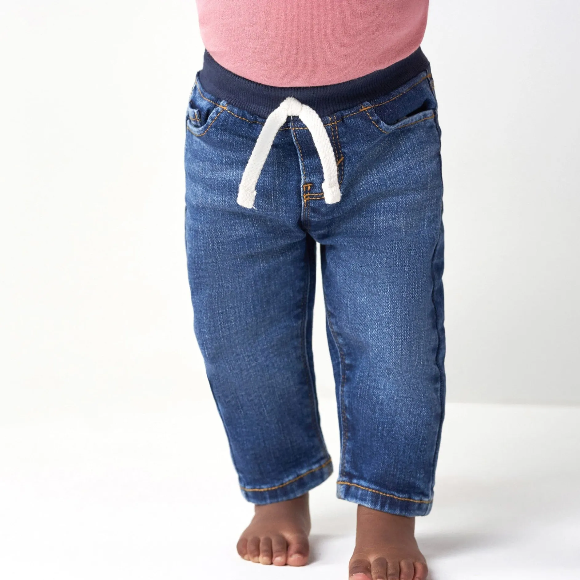 Baby Neutral Blue Rib Waist Skinny Denim Jeans