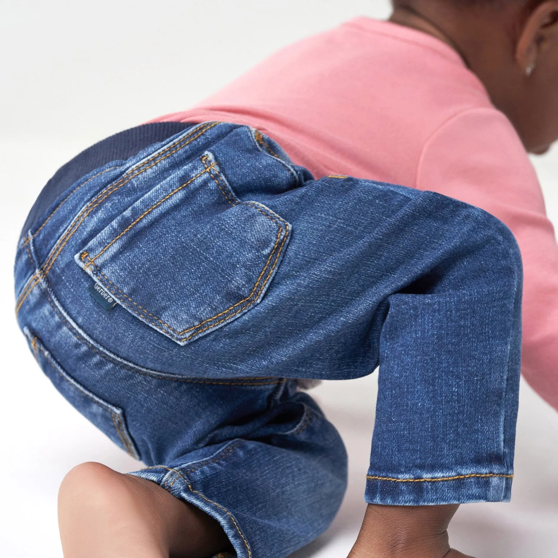 Baby Neutral Blue Rib Waist Skinny Denim Jeans