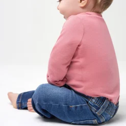 Baby Neutral Blue Straight Fit Denim Jeans With Elastic Back