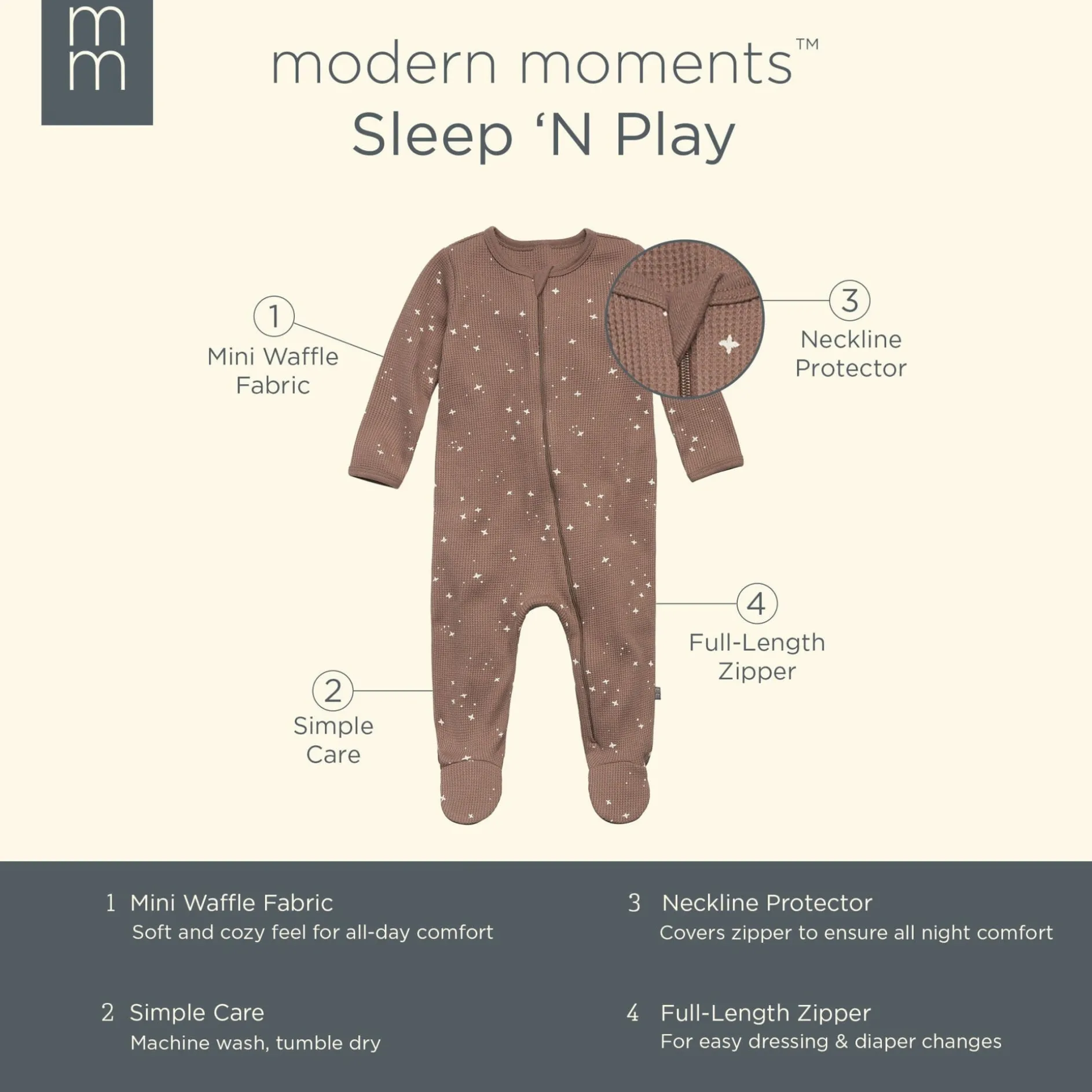 Baby Neutral Brown Stars Waffle Sleep 'N Play