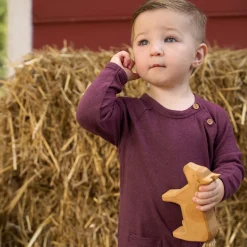 Baby Neutral Burgundy Heather Hacci Long Sleeve Romper