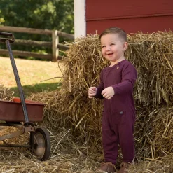 Baby Neutral Burgundy Heather Hacci Long Sleeve Romper