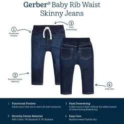Baby Neutral Dark Blue Rib Waist Skinny Denim Jeans