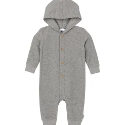 Baby Neutral Grey Heather Hooded Romper