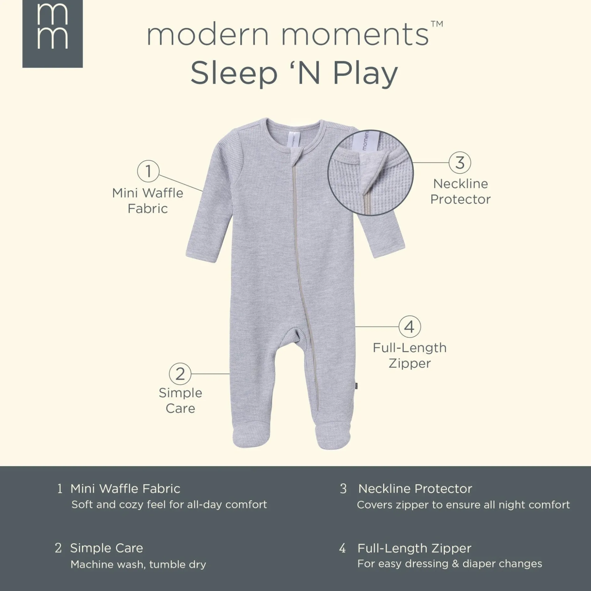 Baby Neutral Grey Heather Waffle Sleep 'N Play