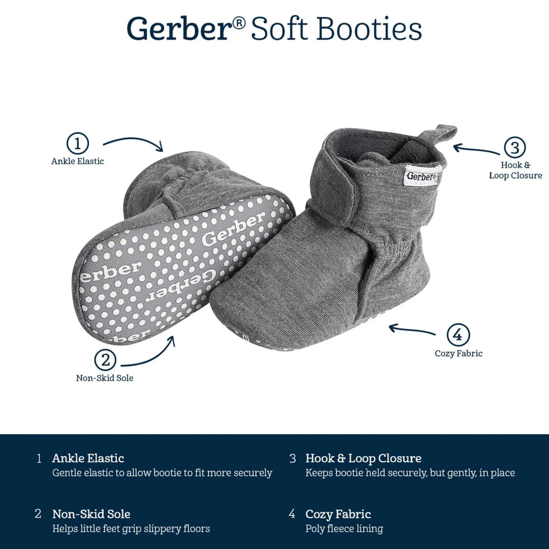 Baby Neutral Heather Gray Soft Booties