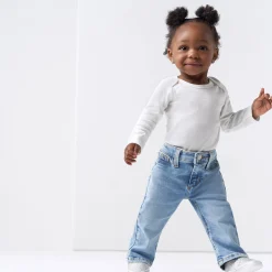 Baby Neutral Light Blue Straight Fit Denim Jeans With Elastic Back