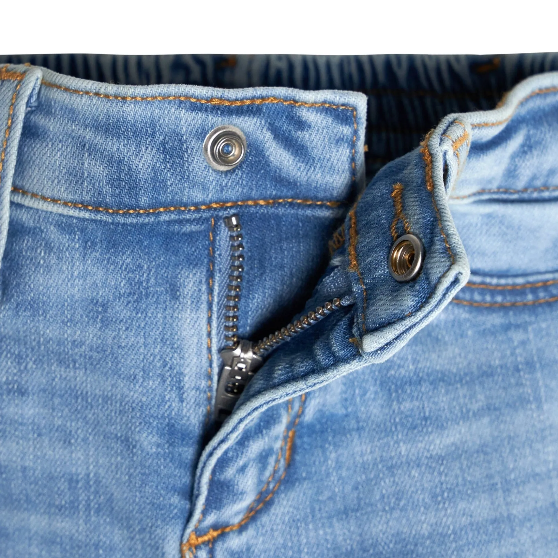 Baby Neutral Light Blue Straight Fit Denim Jeans With Elastic Back