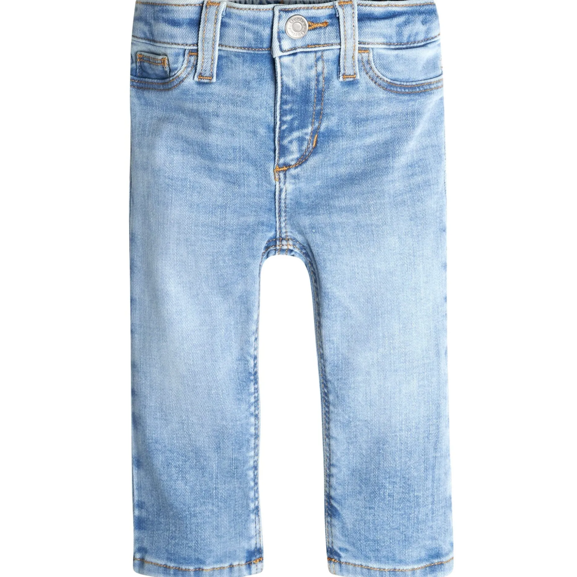 Baby Neutral Light Blue Straight Fit Denim Jeans With Elastic Back