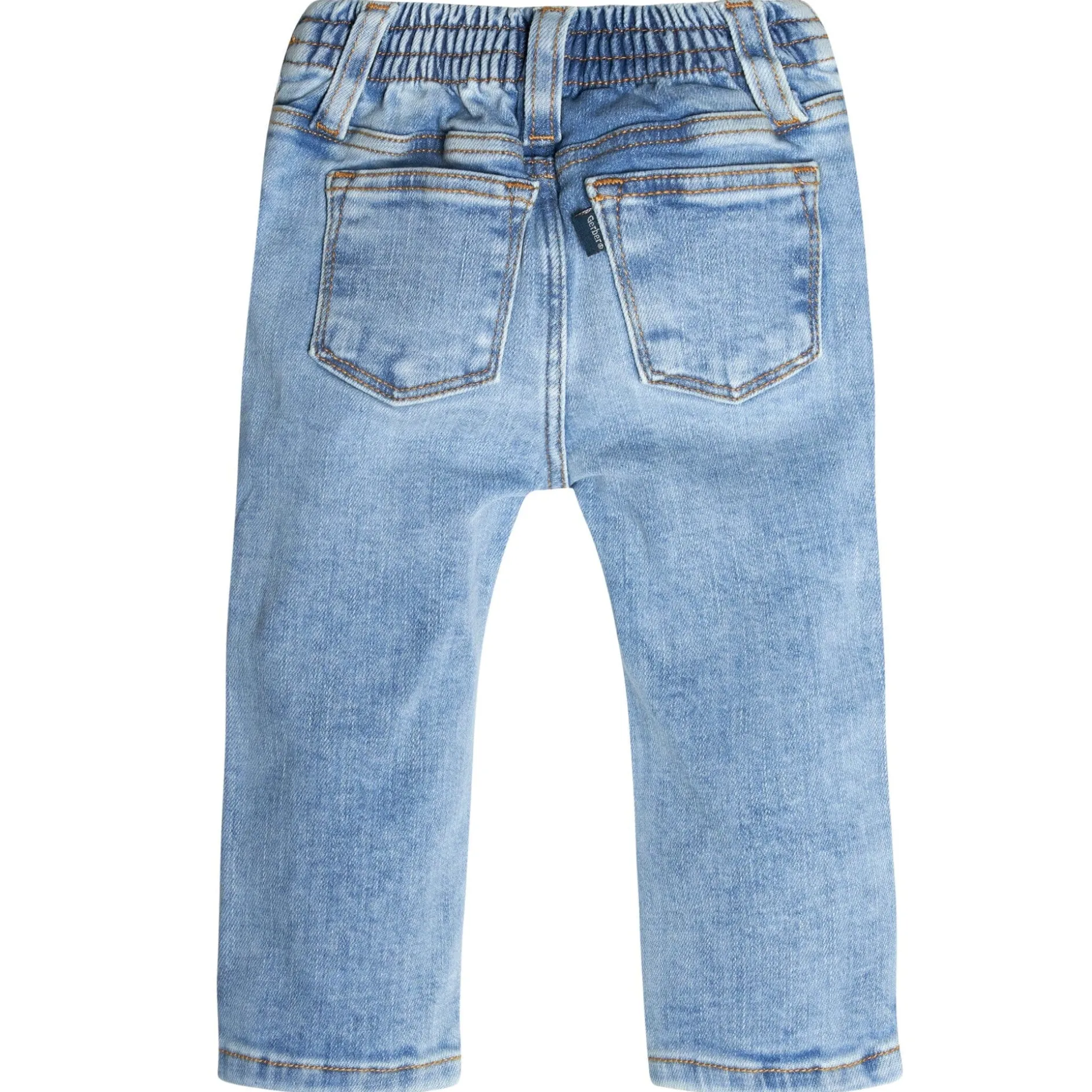 Baby Neutral Light Blue Straight Fit Denim Jeans With Elastic Back
