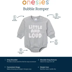 Baby Neutral Little and Loud Sweatshirt Bubble Romper