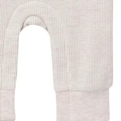 Baby Neutral Oatmeal Heather Kangaroo Pocket Waffle Romper