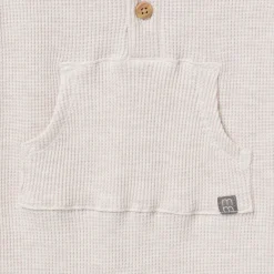 Baby Neutral Oatmeal Heather Kangaroo Pocket Waffle Romper