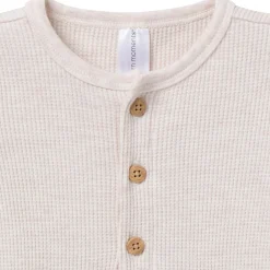 Baby Neutral Oatmeal Heather Kangaroo Pocket Waffle Romper