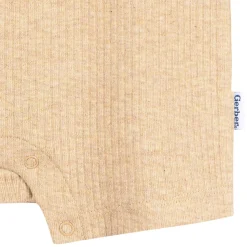 Baby Neutral Oatmeal Heather Short Sleeve Henley Romper