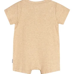 Baby Neutral Oatmeal Heather Short Sleeve Henley Romper
