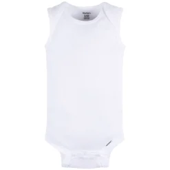 5- Baby Neutral White Sleeveless Onesies® Bodysuits