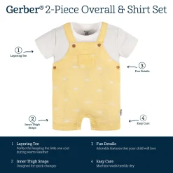 Baby 2-Piece Cotton Gauze Sunrise Overall Romper with T-Shirt Set