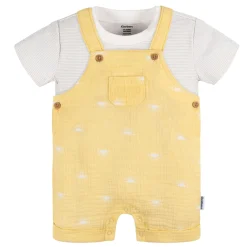 Baby 2-Piece Cotton Gauze Sunrise Overall Romper with T-Shirt Set